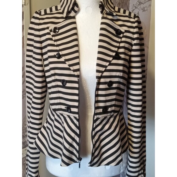 NWOT WHBM Black & White Stripe blazer Size 0 XS - Picture 5 of 13
